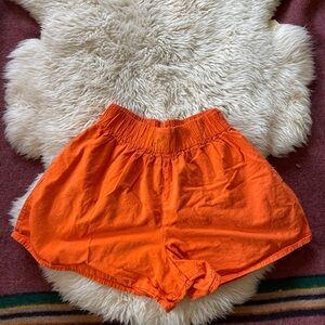 Vintage 80s energie garment dyed cotton shorts orange high rise shorts vtg